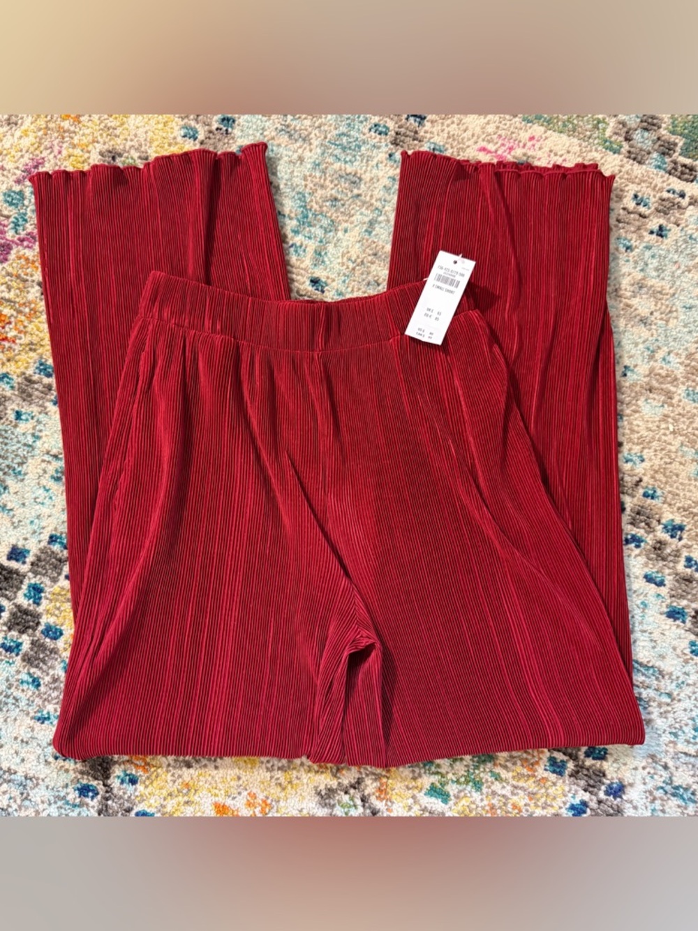 Abercrombie pleated red wide leg pants